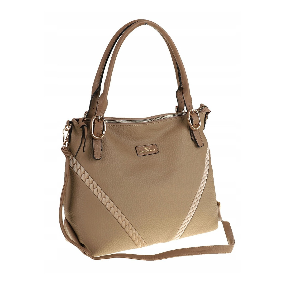 CHARRO Włoska Marka  Torebka Damska Listonoszka Modna Worek Shopper CH667853 Khaki