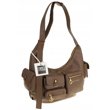 Włoska Marka Torebka Damska Listonoszka Worek na Ramię Shopper EC3083 Taupe