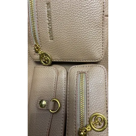 Włoska Marka Torebka Damska Listonoszka Worek na Ramię Shopper EC3083 Taupe