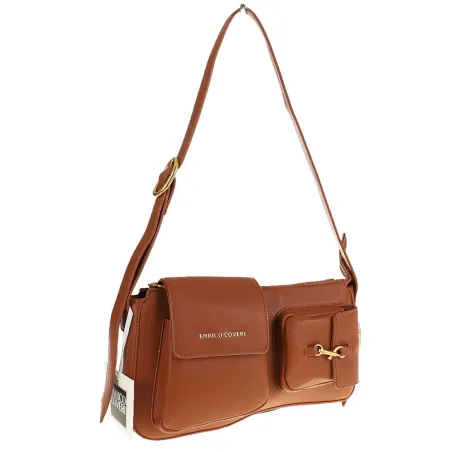 Enrico Coveri Włoska Marka Torebka Damska na Ramę Elegancki kuferek EC6080 Brown
