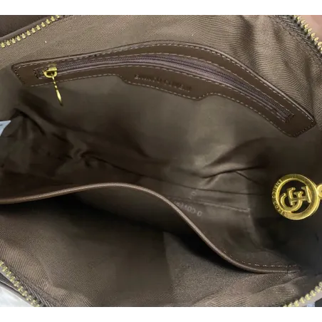 Enrico Coveri Włoska Marka Torebka Damska na Ramę Elegancki kuferek EC6080 Brown