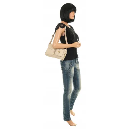 Enrico Coveri Włoska Marka Torebka Damska na Ramę Elegancki kuferek EC6080 Beige