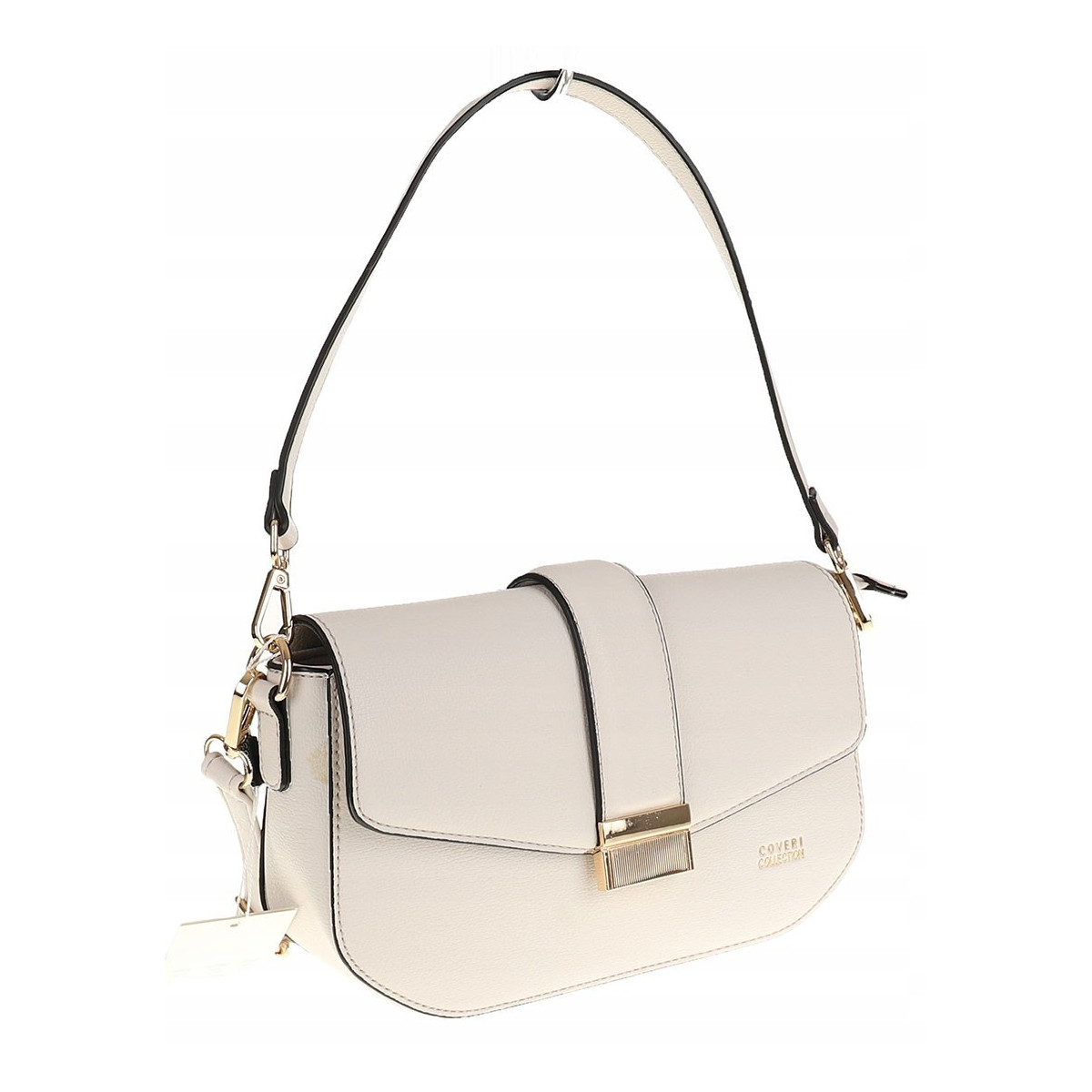 Coveri Collection Włoska Marka Torebka na Ramę kuferek Listonoszka CC233 Milk