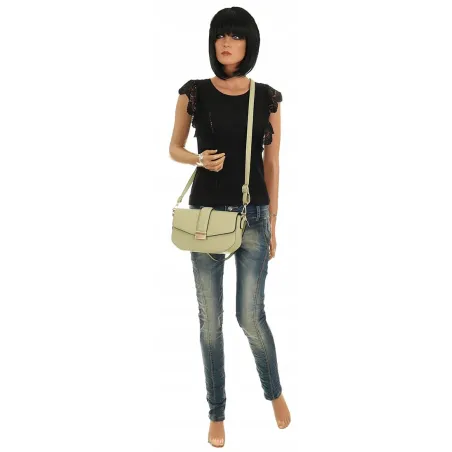 Coveri Collection Włoska Marka Torebka na Ramę kuferek Listonoszka CC233 Green