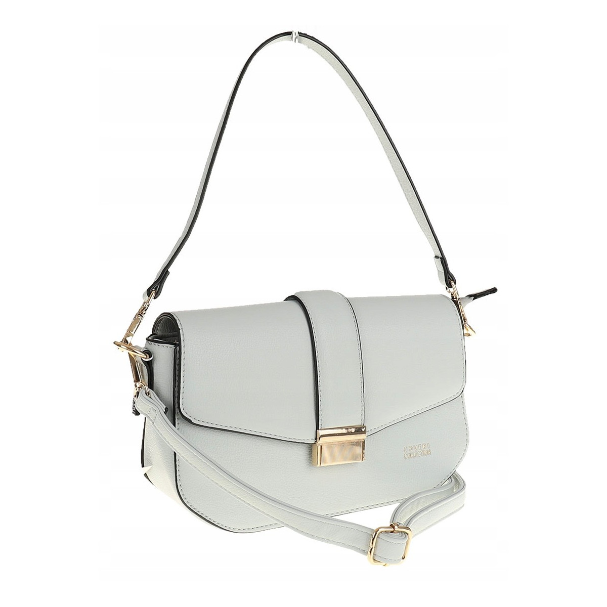 Coveri Collection Włoska Marka Torebka na Ramę kuferek Listonoszka CC233 Ice Grey