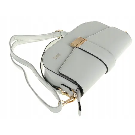 Coveri Collection Włoska Marka Torebka na Ramę kuferek Listonoszka CC233 Ice Grey