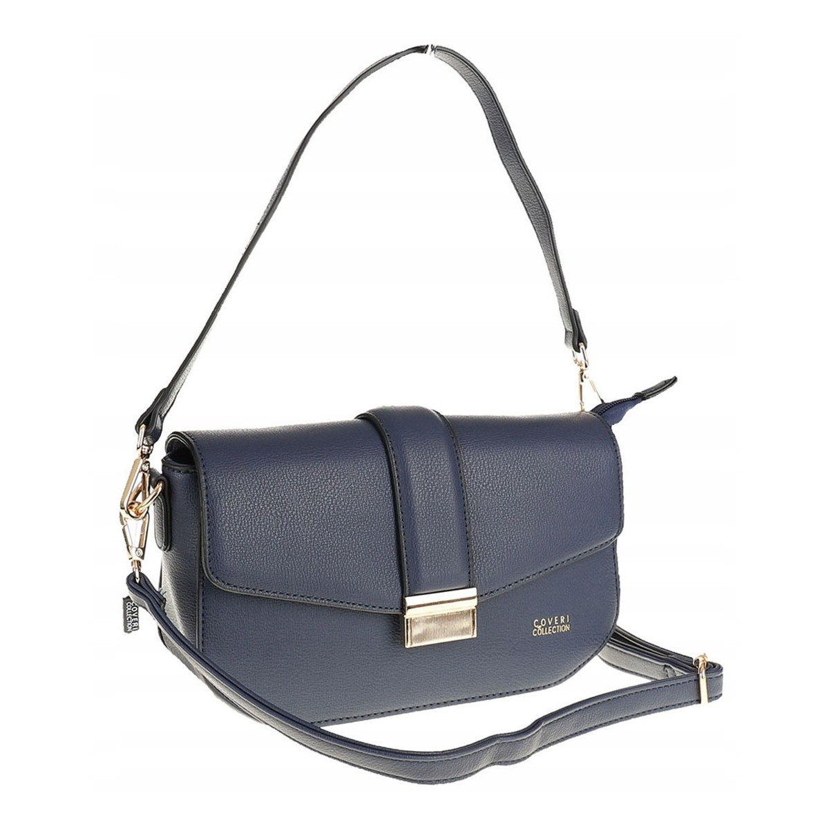 Coveri Collection Włoska Marka Torebka na Ramę kuferek Listonoszka CC233 Blue