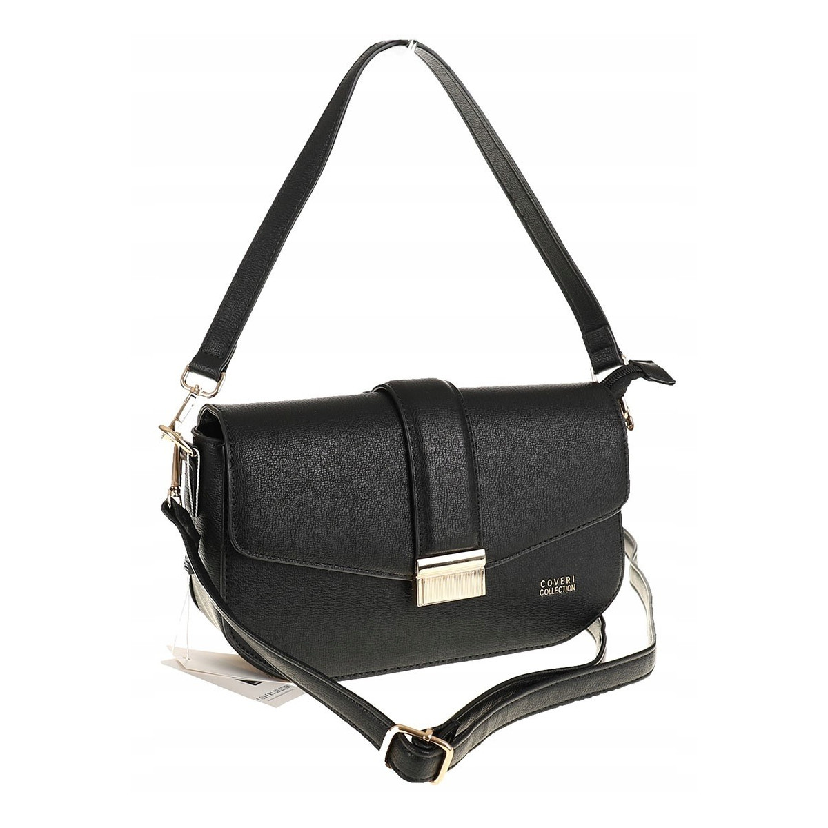 Coveri Collection Włoska Marka  Torebka na Ramę kuferek Listonoszka CC233 Black