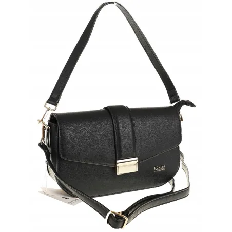 Coveri Collection Włoska Marka  Torebka na Ramę kuferek Listonoszka CC233 Black