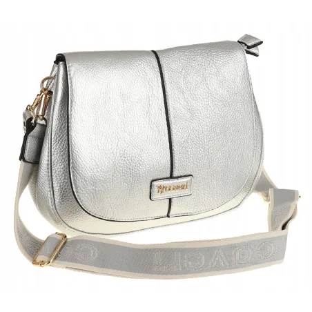 YY coveri Włoska Marka Torebka na Ramę kuferek Listonoszka CWHUA1614 Srebrna