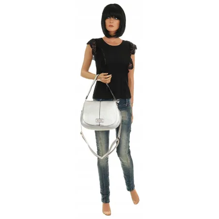 YY coveri Włoska Marka Torebka na Ramę kuferek Listonoszka CWHUA1614 Srebrna