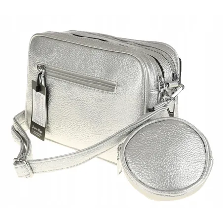 JESSICA BAGS  Włoska Marka Torebka Damska listonoszka kuferek Y270 Silver