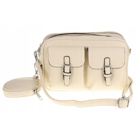 JESSICA BAGS  Włoska Marka  Torebka Damska listonoszka kuferek Y270 Cream