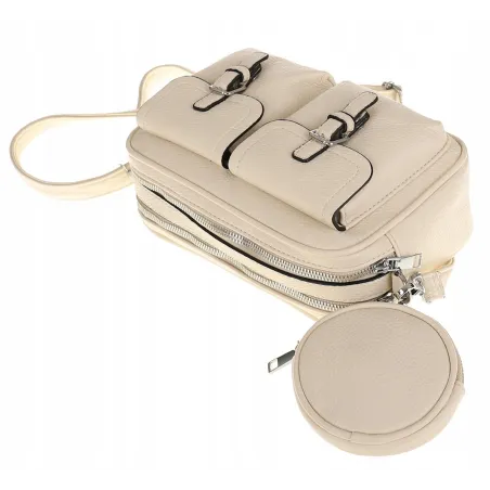 JESSICA BAGS  Włoska Marka  Torebka Damska listonoszka kuferek Y270 Cream