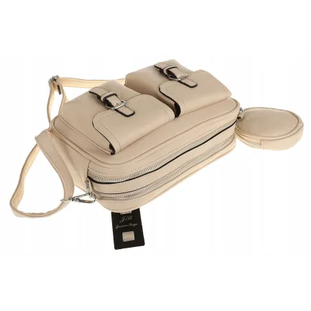 JESSICA BAGS  Włoska Marka  Torebka Damska listonoszka kuferek Y270 Apricot