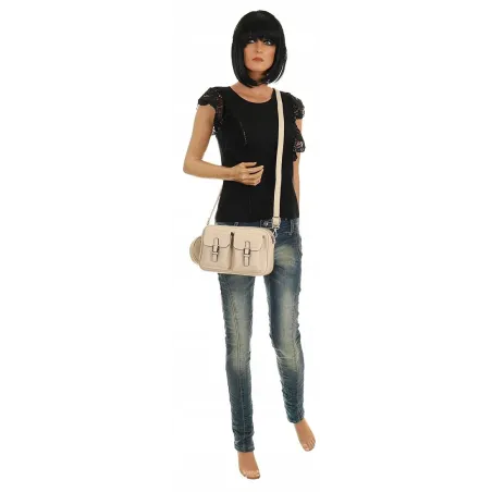 JESSICA BAGS  Włoska Marka  Torebka Damska listonoszka kuferek Y270 Apricot