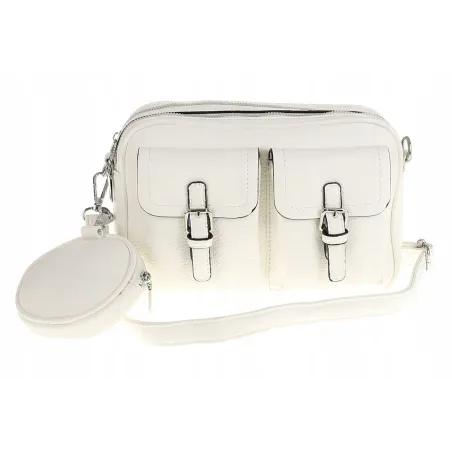 JESSICA BAGS Włoska Marka  Torebka Damska listonoszka kuferek Y270 White