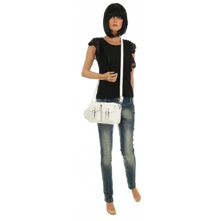 JESSICA BAGS Włoska Marka  Torebka Damska listonoszka kuferek Y270 White