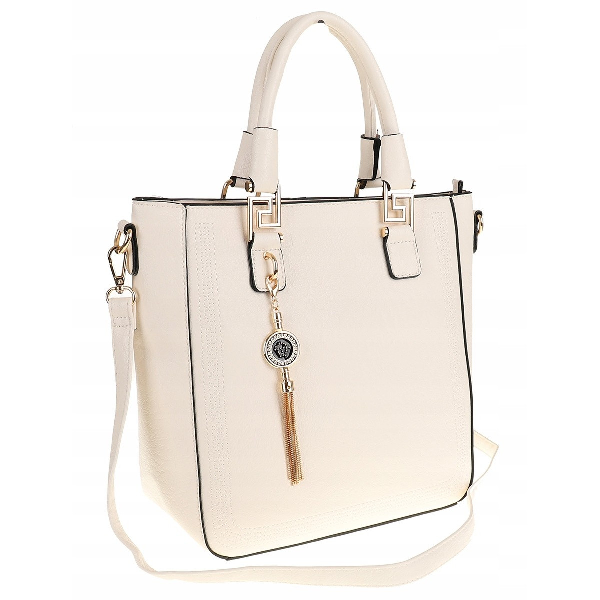 Torebka Damska Modna Teczka Miejska Shoper Listonoszka Ramię H063 Biała