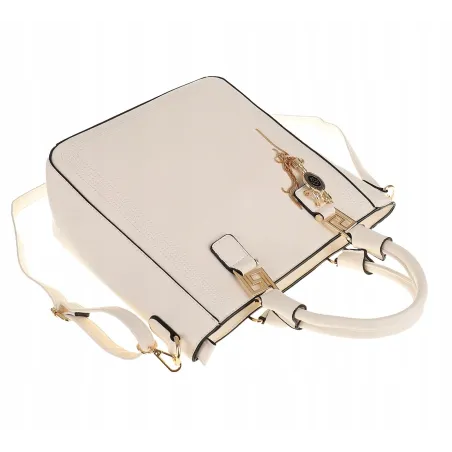 Torebka Damska Modna Teczka Miejska Shoper Listonoszka Ramię H063 Biała