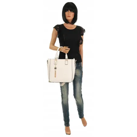 Torebka Damska Modna Teczka Miejska Shoper Listonoszka Ramię H063 Biała