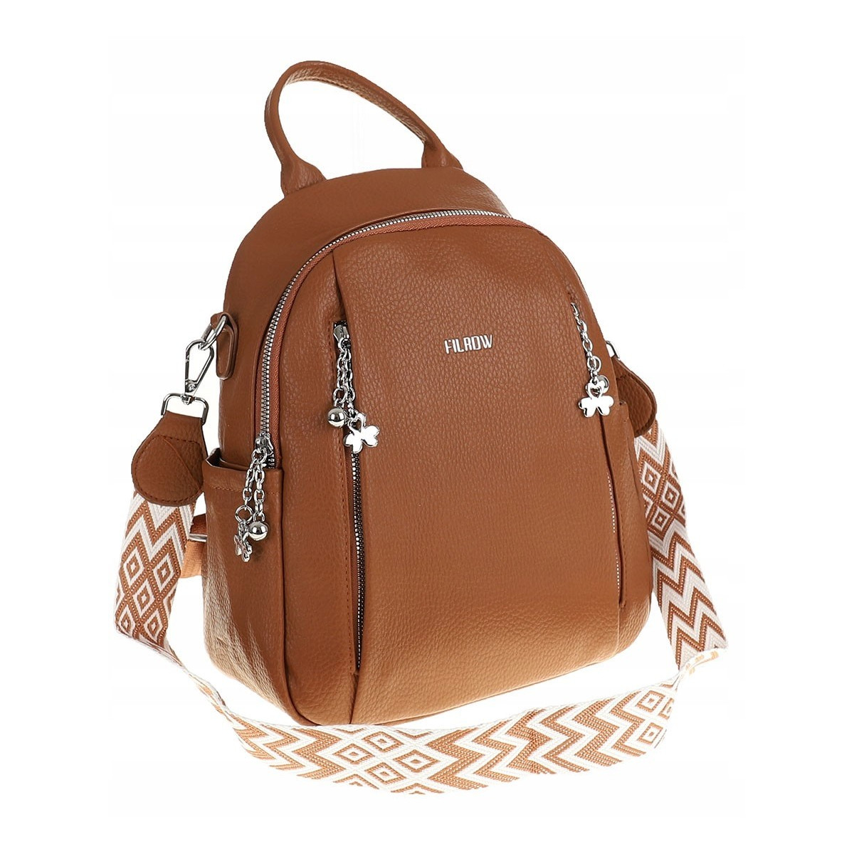 Torebka Damska Modny Plecak Teczka Miejska Shoper Ramię 0976 Brązowa