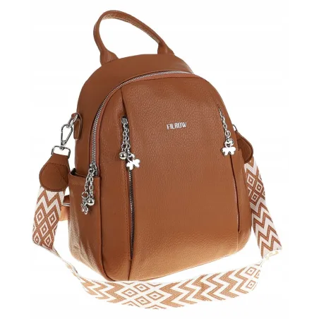 Torebka Damska Modny Plecak Teczka Miejska Shoper Ramię 0976 Brązowa