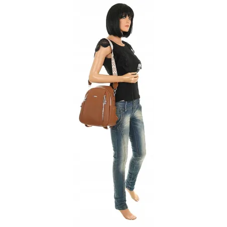 Torebka Damska Modny Plecak Teczka Miejska Shoper Ramię 0976 Brązowa