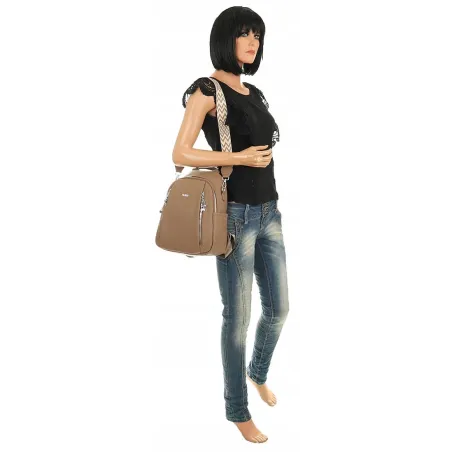 Torebka Damska Modny Plecak Teczka Miejska Shoper Ramię 0976 D.Khaki
