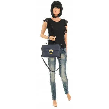 YY Coveri Włoska Marka Torebka do Ręki kuferek Listonoszka CJLTU1492 Blue