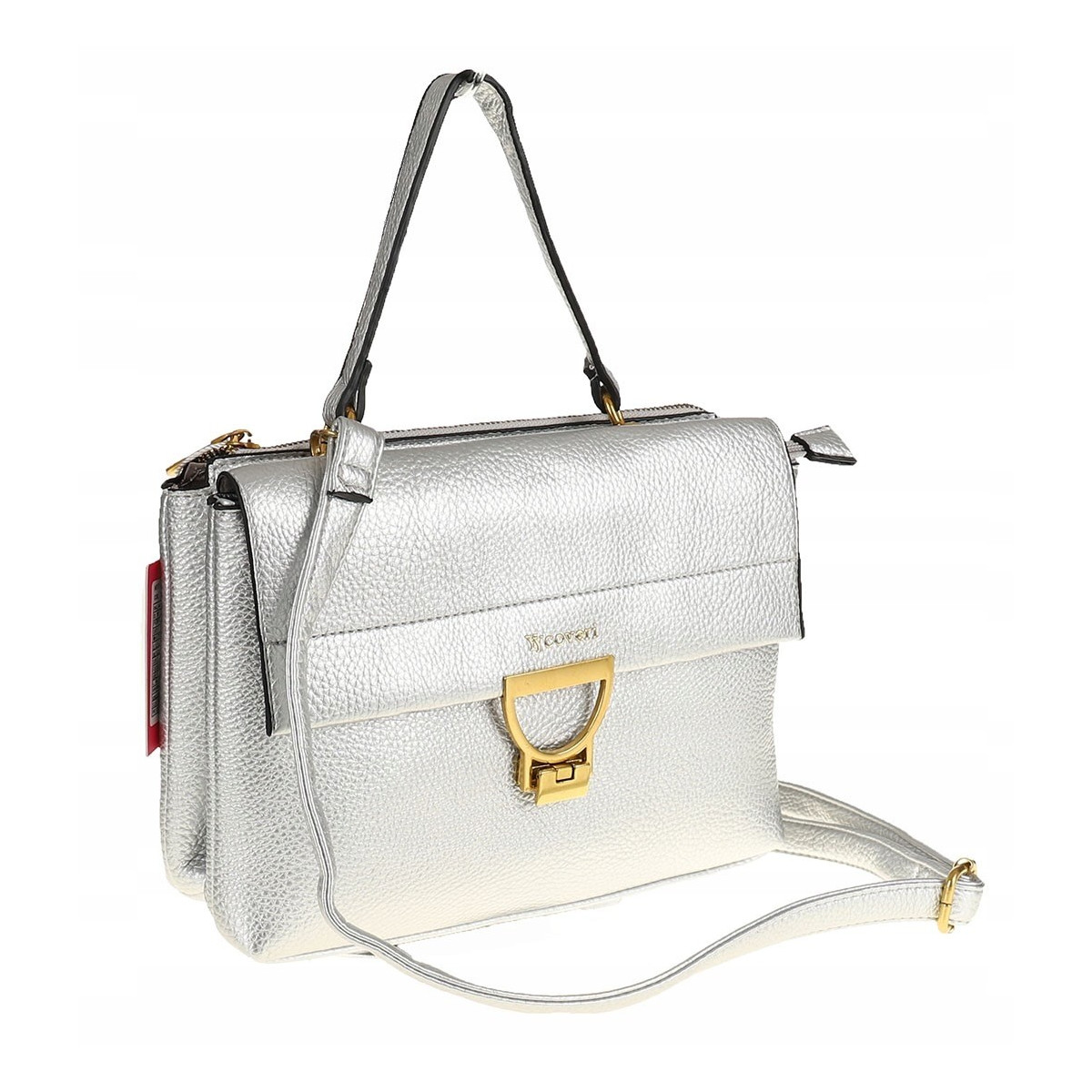 YY Coveri Włoska  Marka Torebka do Ręki kuferek Listonoszka CJLTU1492 Silver