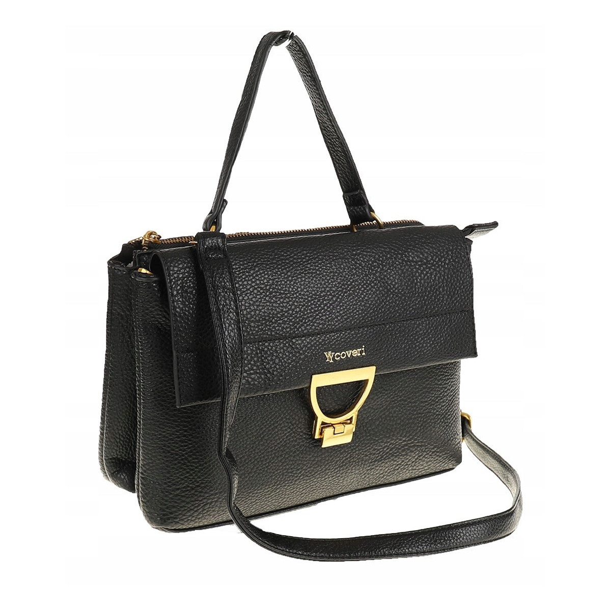 YY Coveri Włoska  Marka Torebka do Ręki kuferek Listonoszka CJLTU1492 Black
