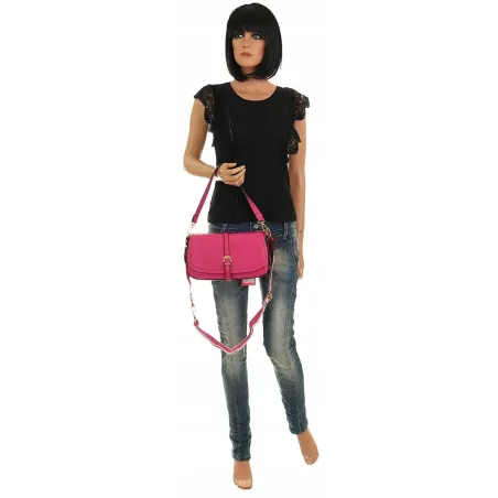 YYcoveri Włoska Marka  Torebka Damska Kuferek Listonoszka naRamę CJL502031 Fuchsia