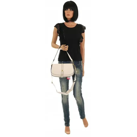 YYcoveri Włoska Marka Torebka Damska Kuferek Listonoszka na Ramę CJL502031 Beige