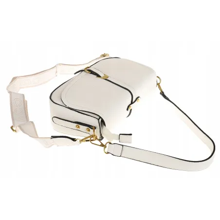 YYcoveri Włoska Marka Torebka Damska Kuferek Listonoszka na Ramę CJL502031 White