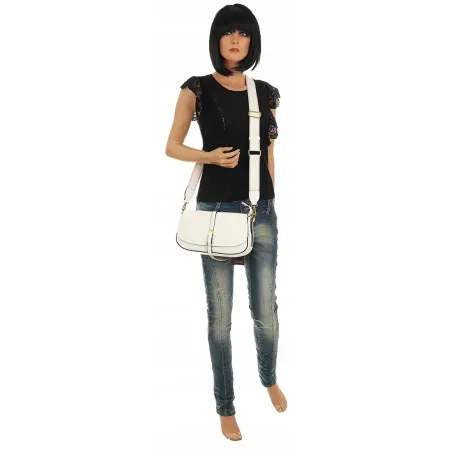 YYcoveri Włoska Marka Torebka Damska Kuferek Listonoszka na Ramę CJL502031 White
