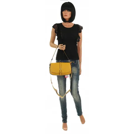 YYcoveri Włoska Marka Torebka Damska Kuferek Listonoszka na Ramę CJL502031 Yellow