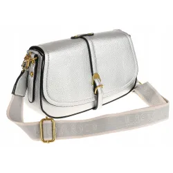 YYcoveri Włoska Marka Torebka Damska Kuferek Listonoszka na Ramę CJL502031 Silver