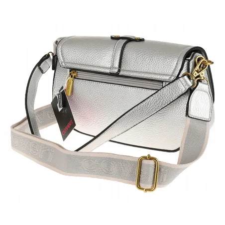 YYcoveri Włoska Marka Torebka Damska Kuferek Listonoszka na Ramę CJL502031 Silver