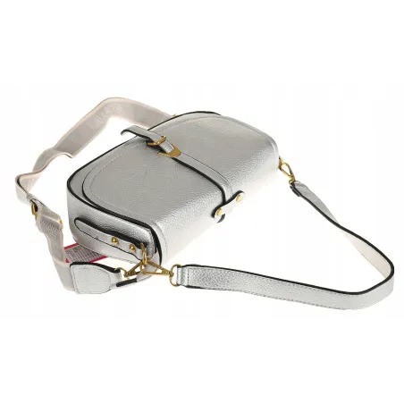 YYcoveri Włoska Marka Torebka Damska Kuferek Listonoszka na Ramę CJL502031 Silver