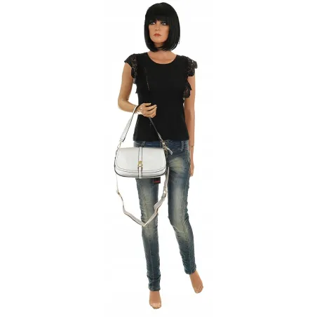 YYcoveri Włoska Marka Torebka Damska Kuferek Listonoszka na Ramę CJL502031 Silver
