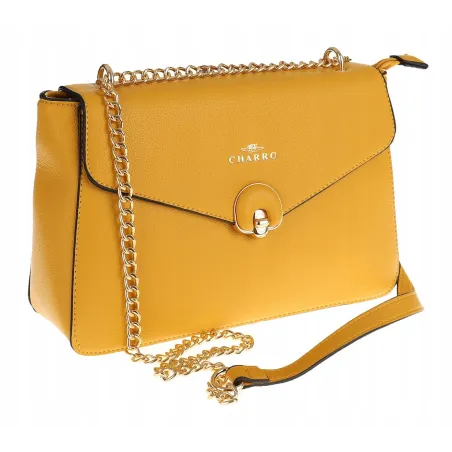 CHARRO Włoska Marka  Torebka Damska Listonoszka Kuferek CH667866 Yellow