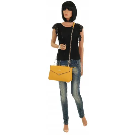 CHARRO Włoska Marka  Torebka Damska Listonoszka Kuferek CH667866 Yellow