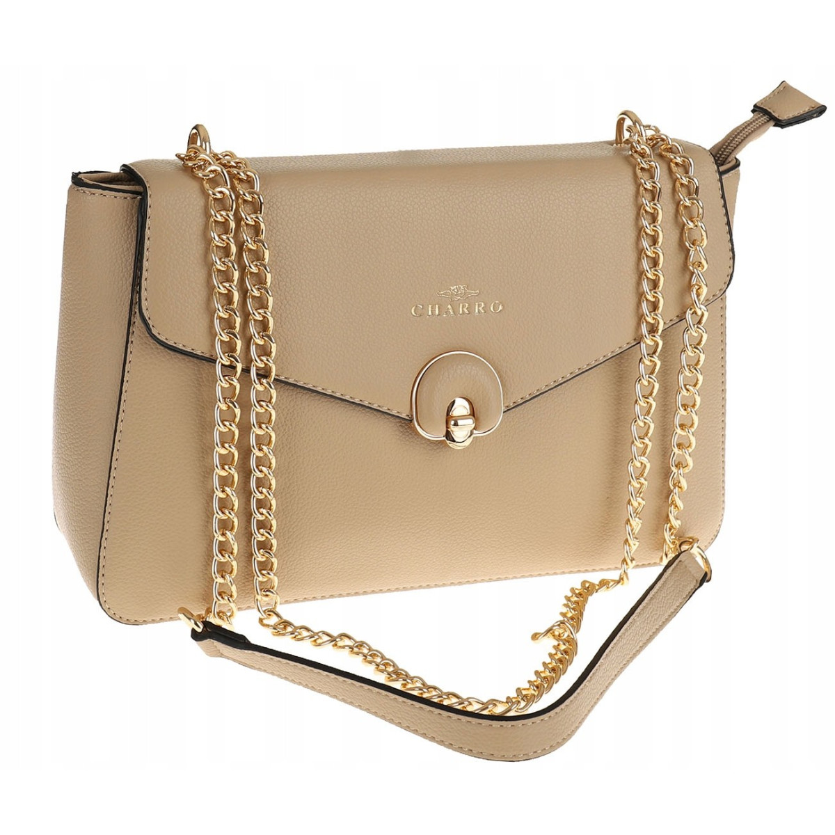 CHARRO Włoska Marka  Torebka Damska Listonoszka Kuferek CH667866 Taupe