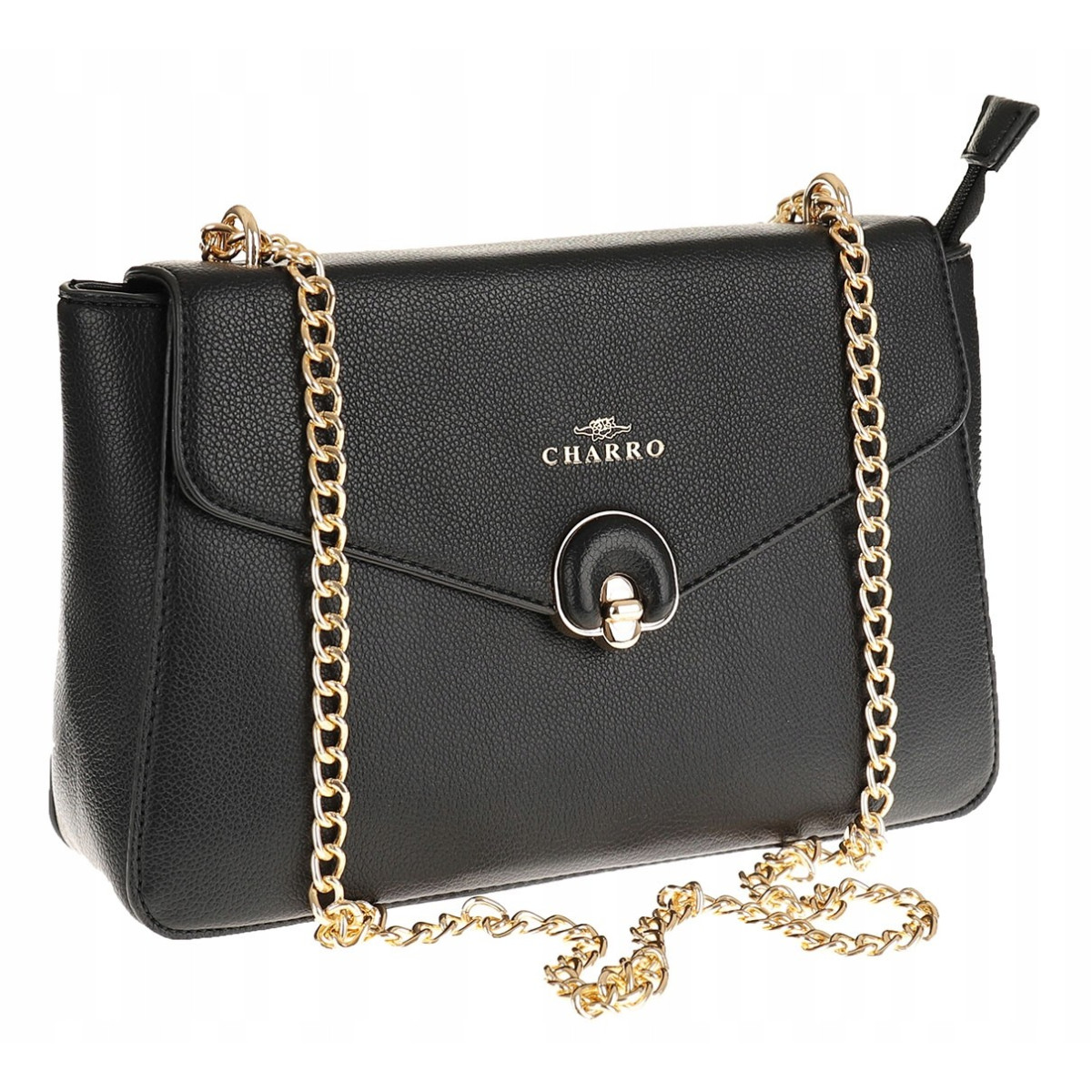 CHARRO Włoska Marka  Torebka Damska Listonoszka Kuferek CH667866 Black