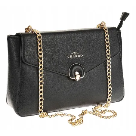 CHARRO Włoska Marka  Torebka Damska Listonoszka Kuferek CH667866 Black