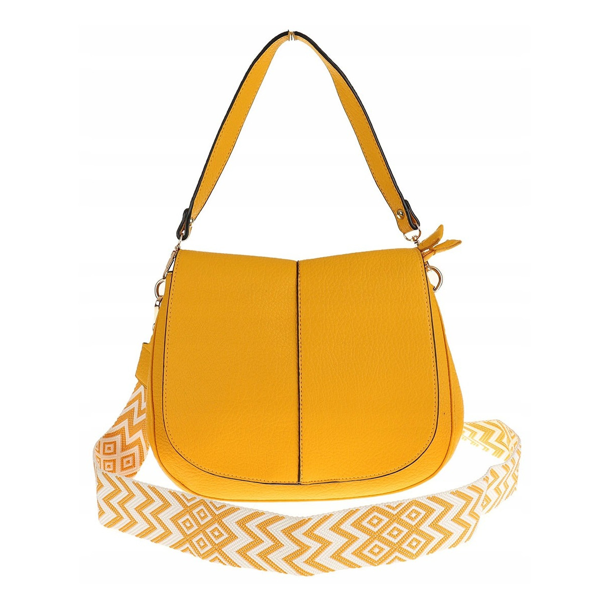 Torebka Damska Listonoszka Pojemna Miejska Kuferek na Ramię HJ8836 Żółta