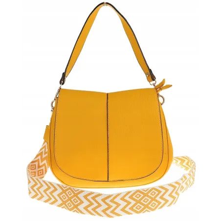 Torebka Damska Listonoszka Pojemna Miejska Kuferek na Ramię HJ8836 Żółta