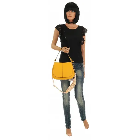 Torebka Damska Listonoszka Pojemna Miejska Kuferek na Ramię HJ8836 Żółta