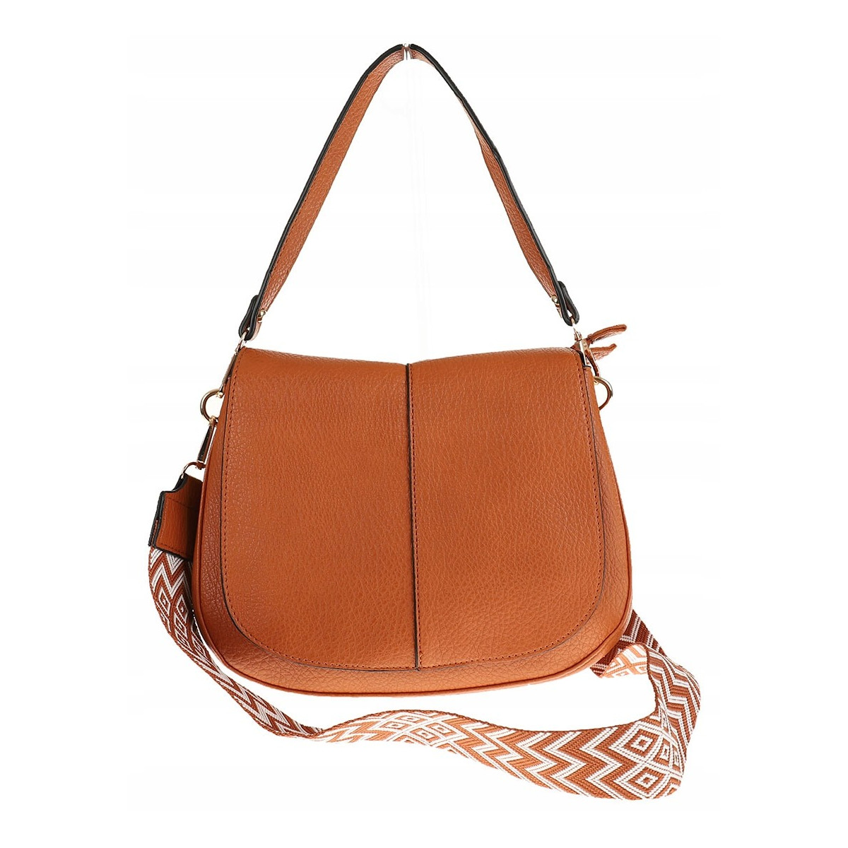 Torebka Damska Listonoszka Pojemna Miejska Kuferek na Ramię HJ8836 Brązowa